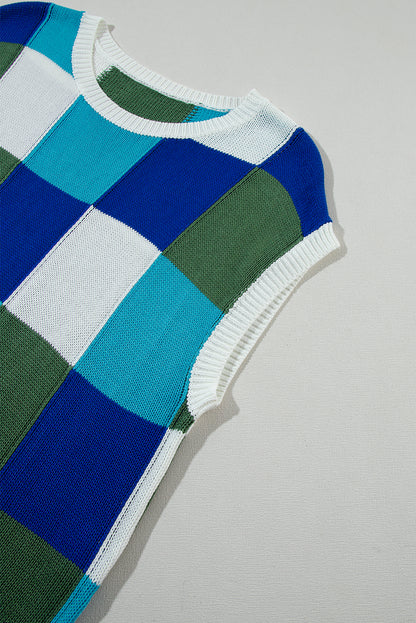 Colour Block Cap Sleeve Sweater | Dark Blue