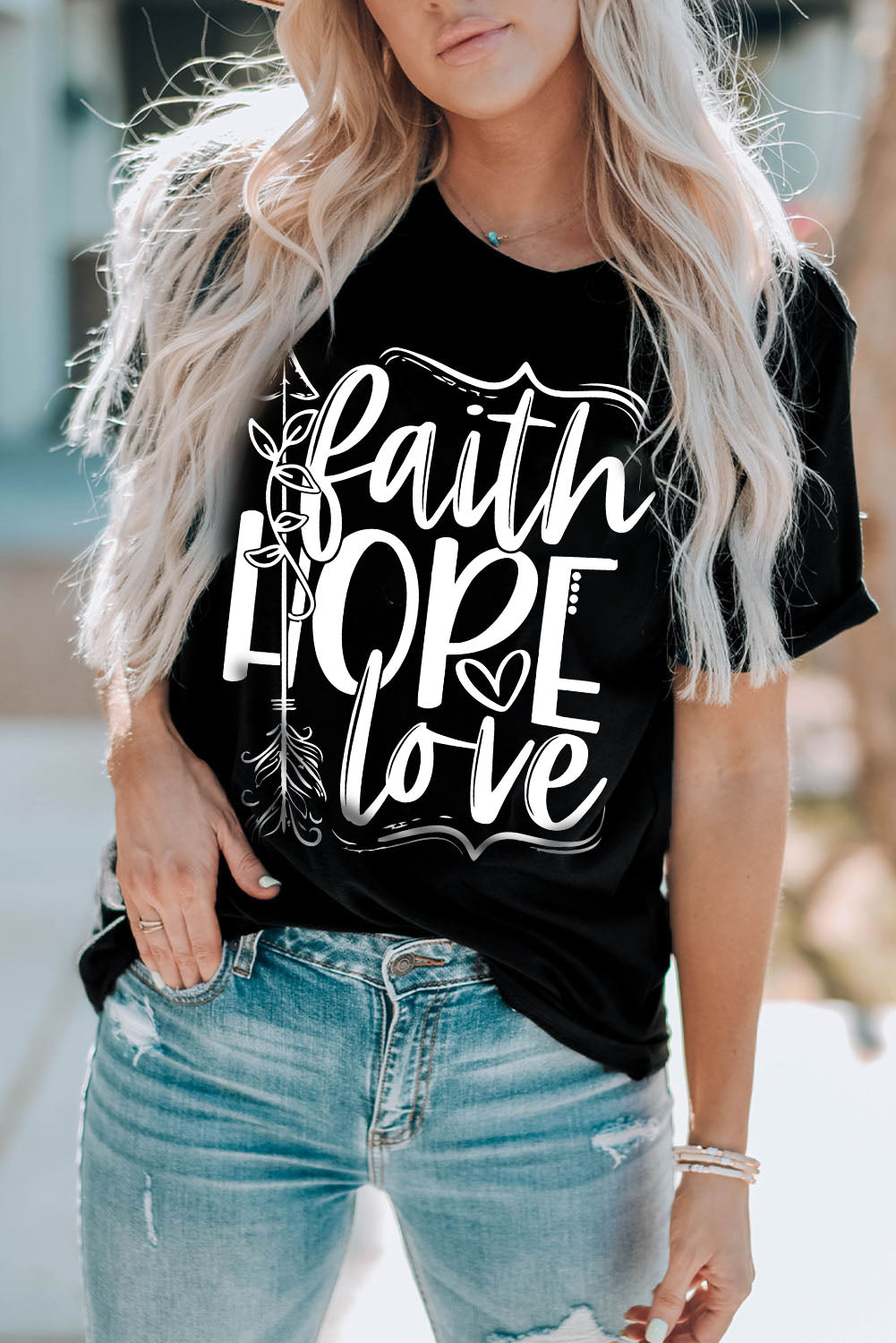 Faith Hope Love Graphic T Shirt | Black