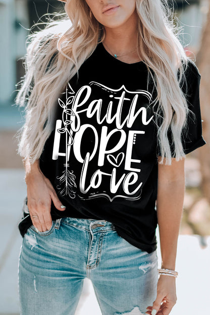 Faith Hope Love Graphic T Shirt | Black