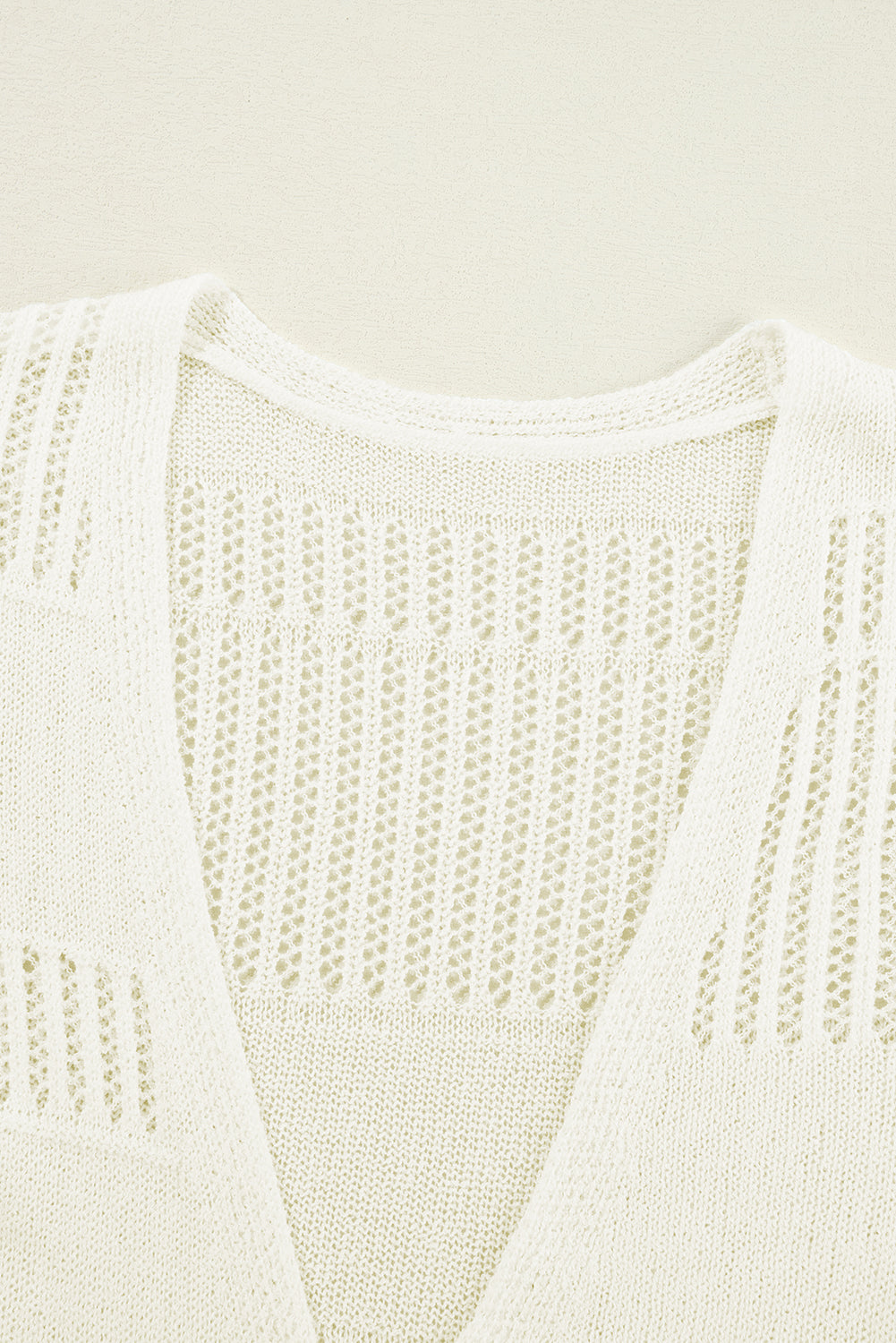 Solid Colour Lightweight Open Knit Tunic Cardigan | White