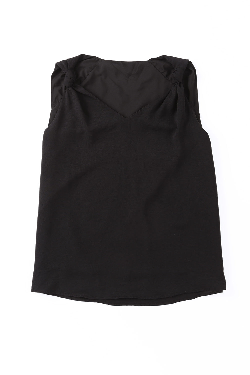 V Neck Knotted Shoulder Vest | Black