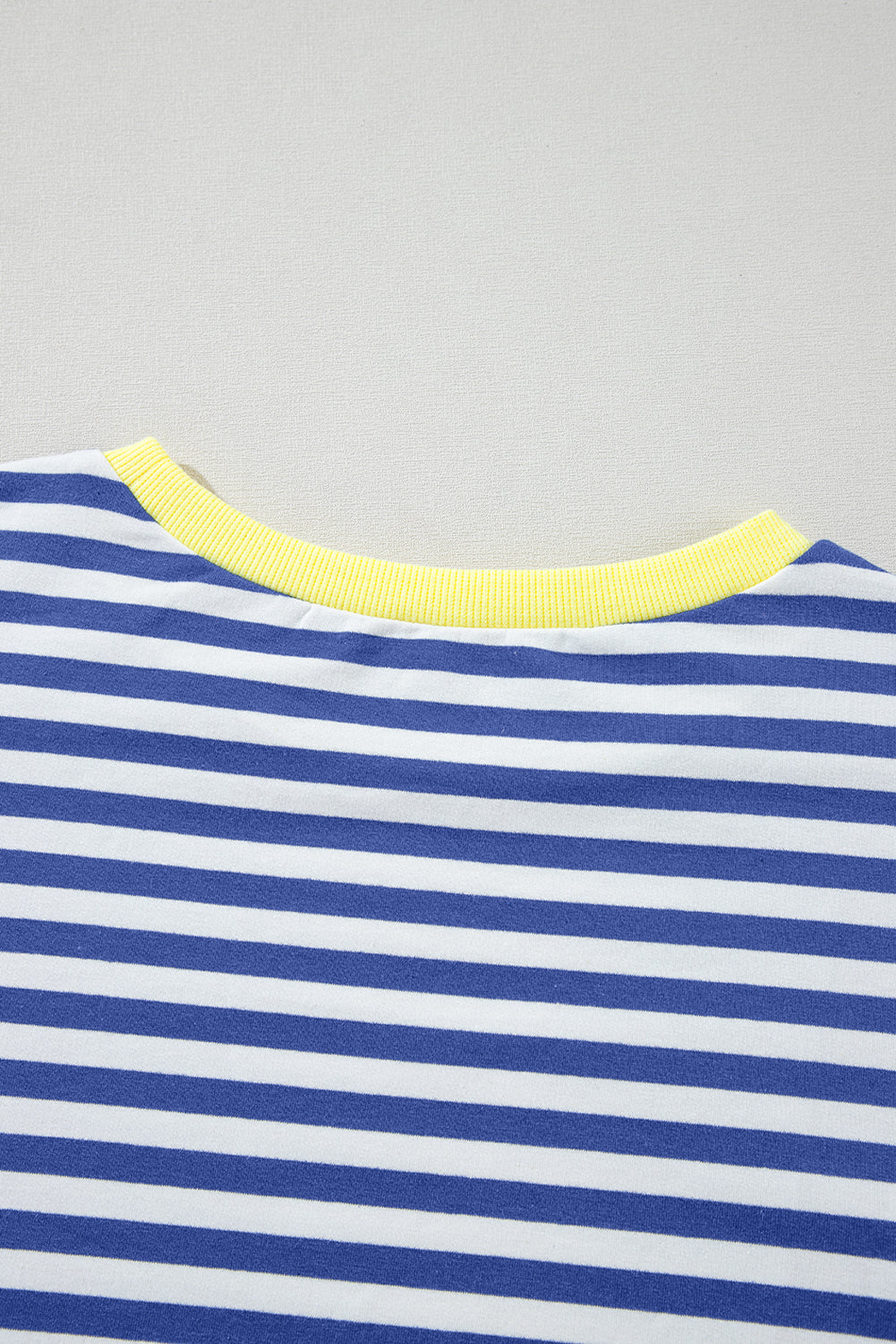 Oversized Contrast Trim Pullover Sweatshirt | Blue Stripe