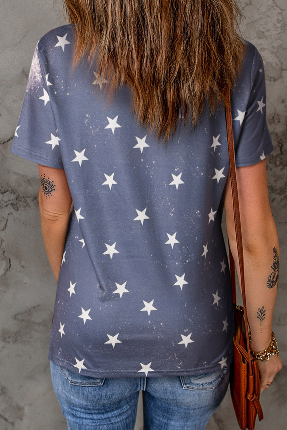 Happy 4Th Of July Bleached Stars Print T Shirt | Blue