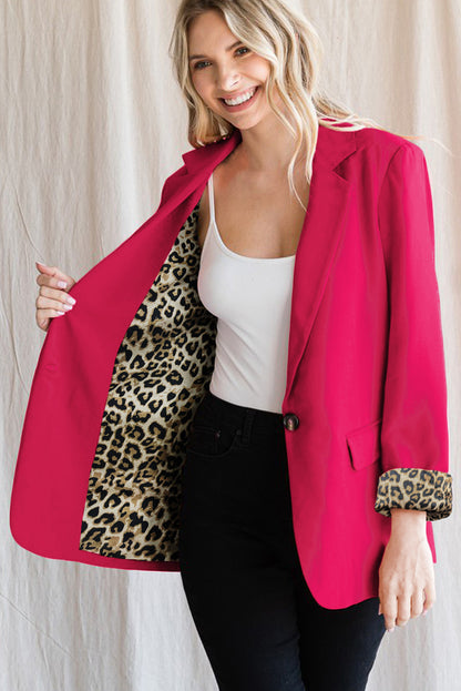 Leopard Lined Blazer | Rose