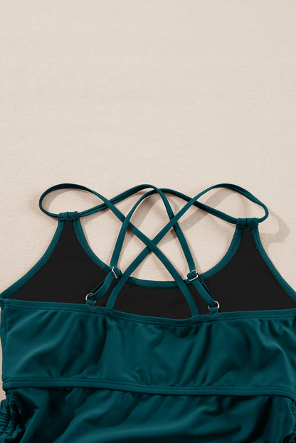 Drawstring Tummy Control Mix-And-Match 2 Piece Tankini Swimsuit | Sea Green