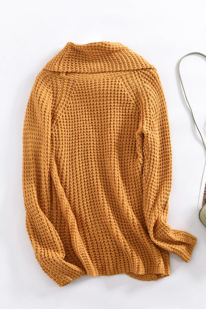 Mustard Buttoned Wrap Turtleneck Sweater | Yellow