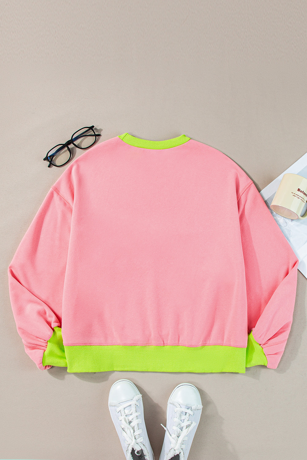 Colourblock Bubble Sleeve Sweatshirt | Pink