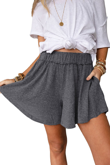 Elastic Waist Culotte Shorts | Gray