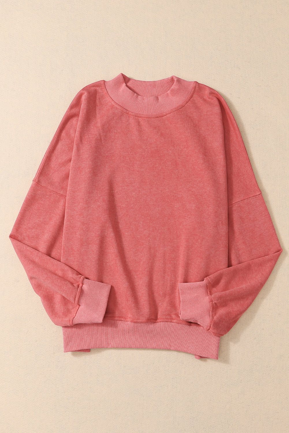 Drop Shoulder Crew Neck Pullover Sweatshirt | Red