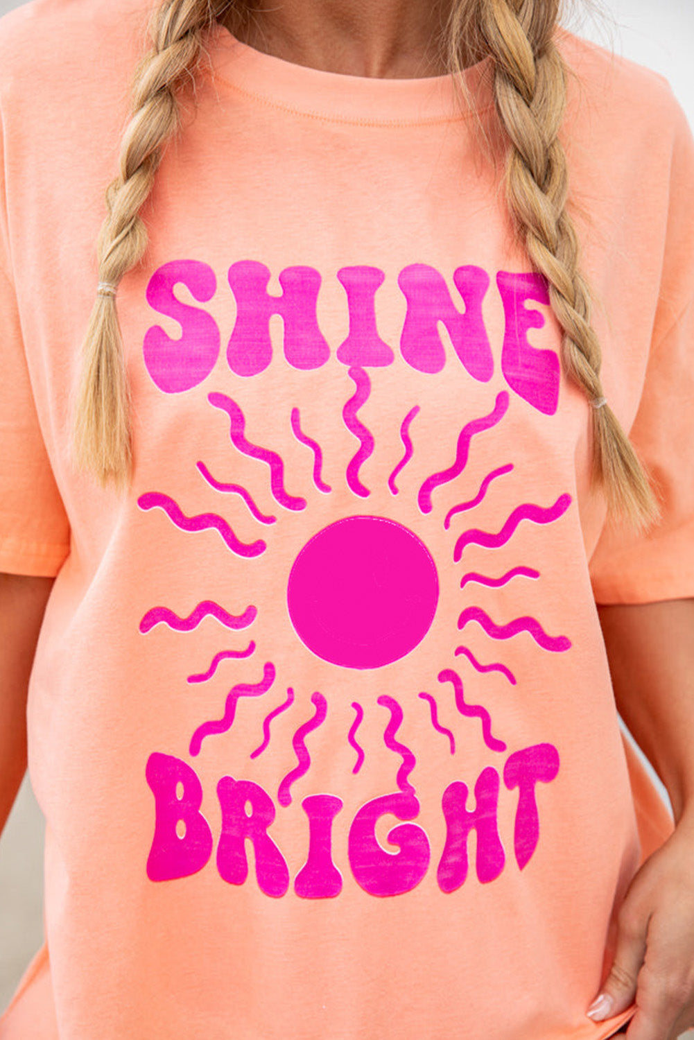 Shine Bright Graphic Casual Tee | Pink