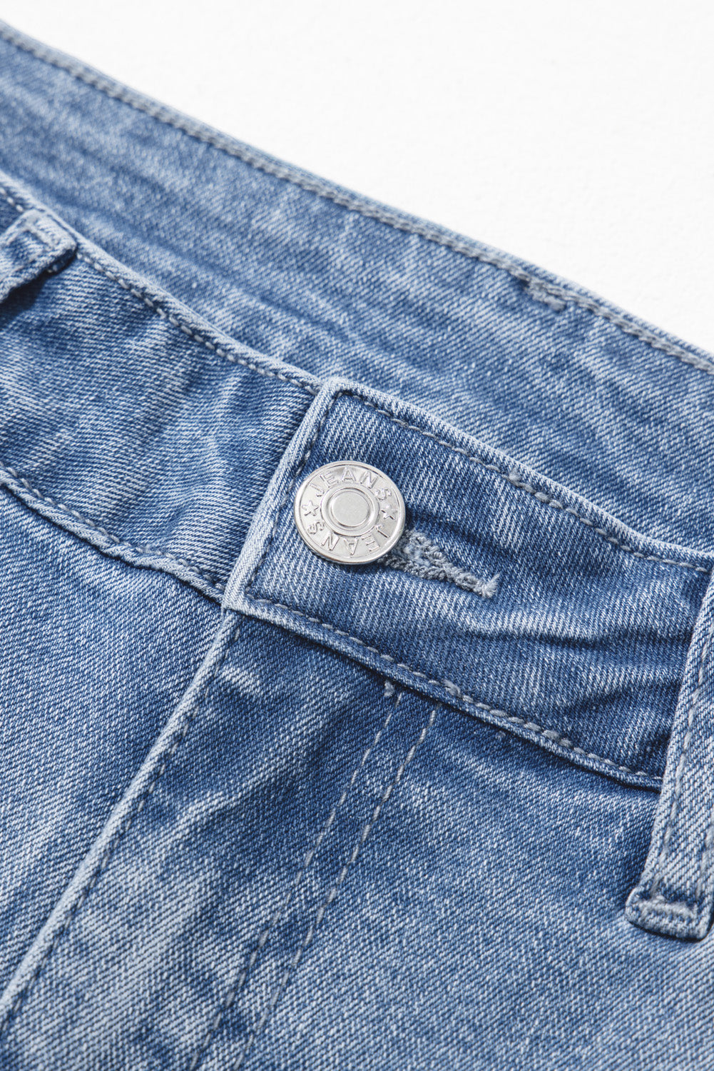 Vintage Stitching Raw Hem Flared Jeans | Beau Blue