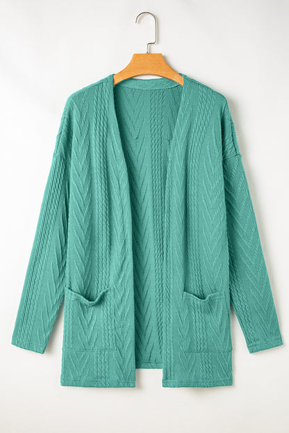 Solid Textured Open Front Cardigan With Pocket | Canton