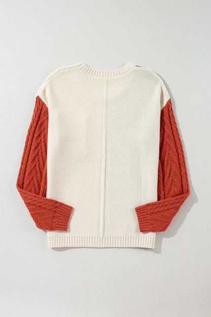 Colourblock Patched Pocket Drop Shoulder Sweater | Gold Flame