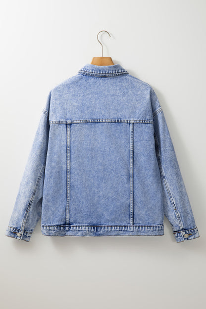 Vintage Washed Flap Pockets Denim Jacket | Beau Blue