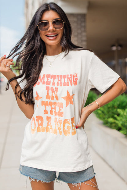 Something In The Orange Graphic Crew Neck T Shirt | White