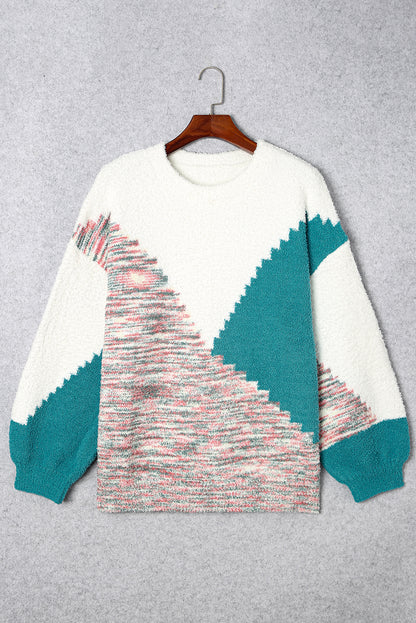 Scalloped Colour Block Plus Size Sweater | Multicolour