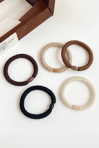 5Pcs Solid High Elastic Hair Tie | Camel