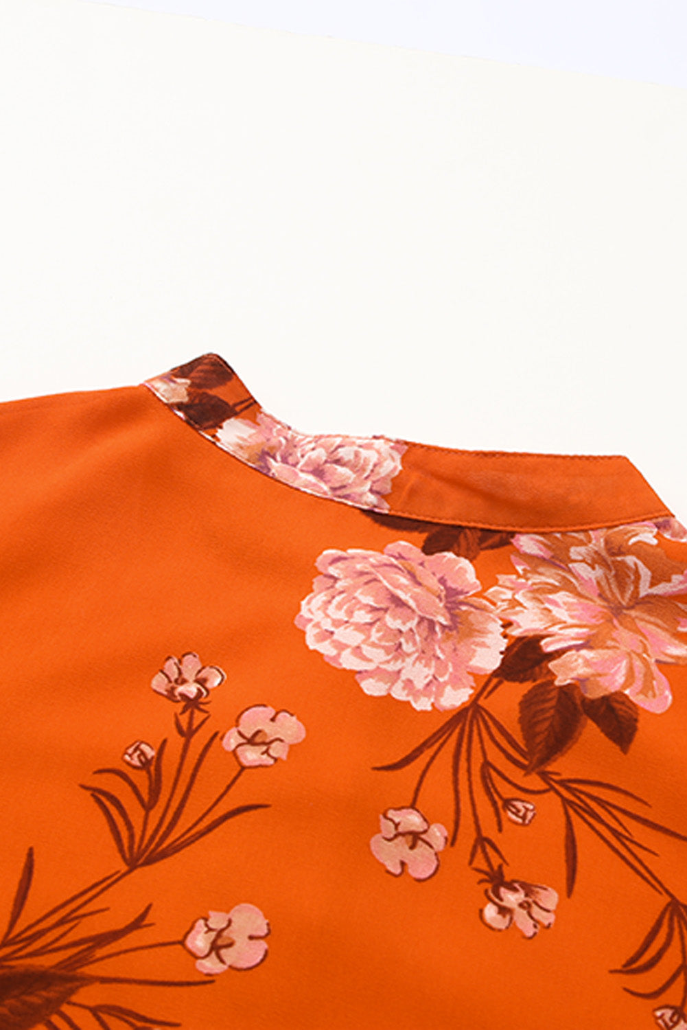 Vintage Floral Print Drawstring Flowy Dress | Orange