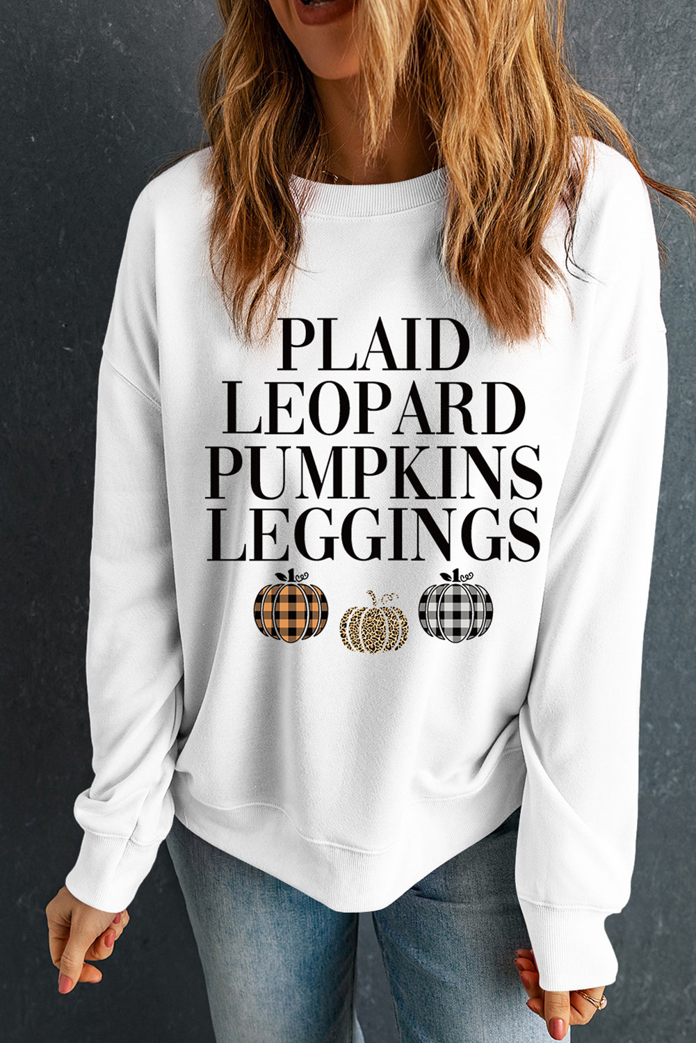 Thanksgiving Pumpkin Slogan Print Crewneck Sweatshirt | Beige