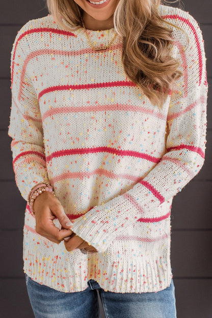 Striped Confetti Knit Sweater | Pink