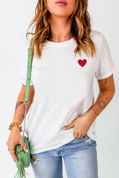 Valentines Heart Pattern T Shirt | White