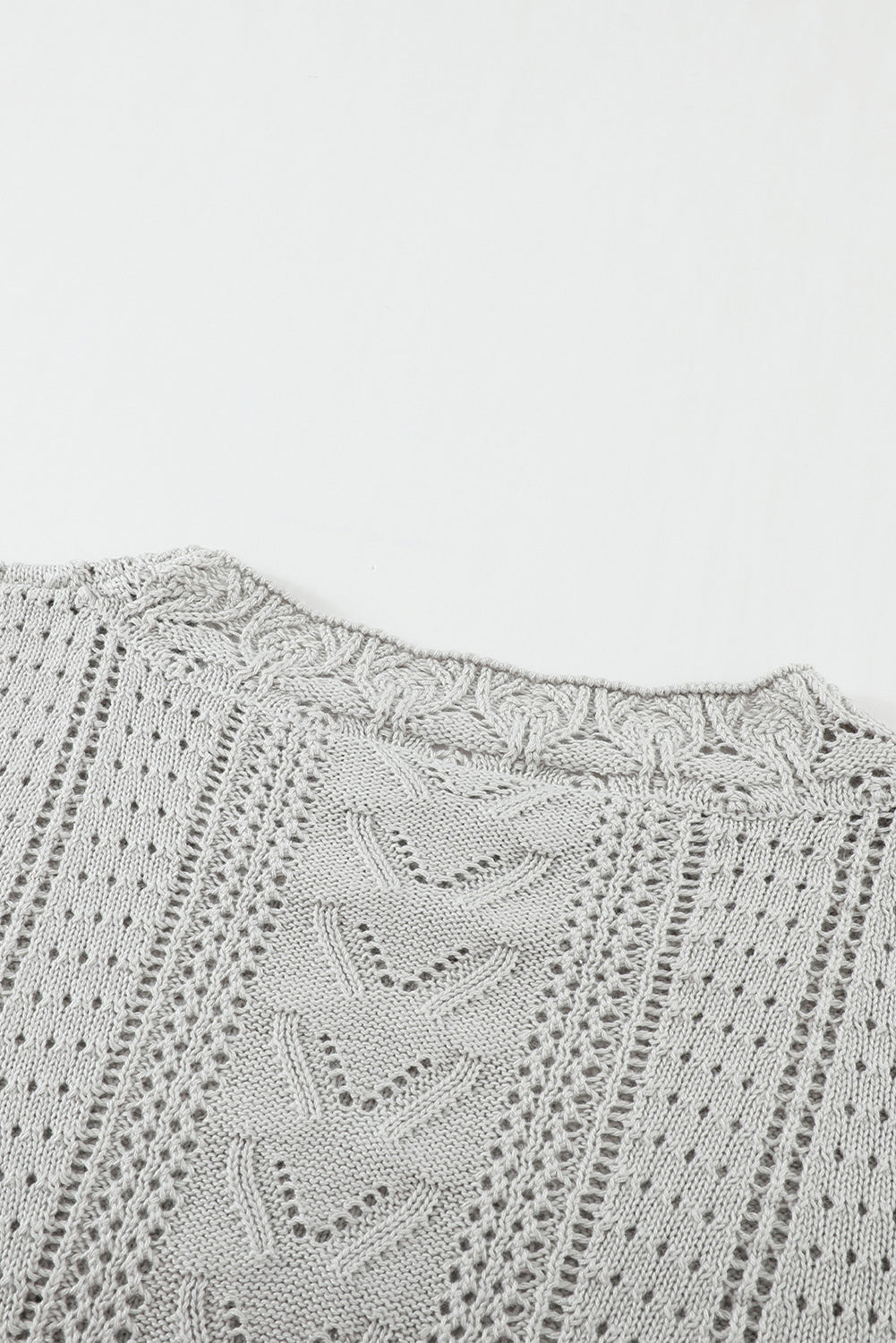 Crochet Lace Pointelle Knit Sweater | Gray