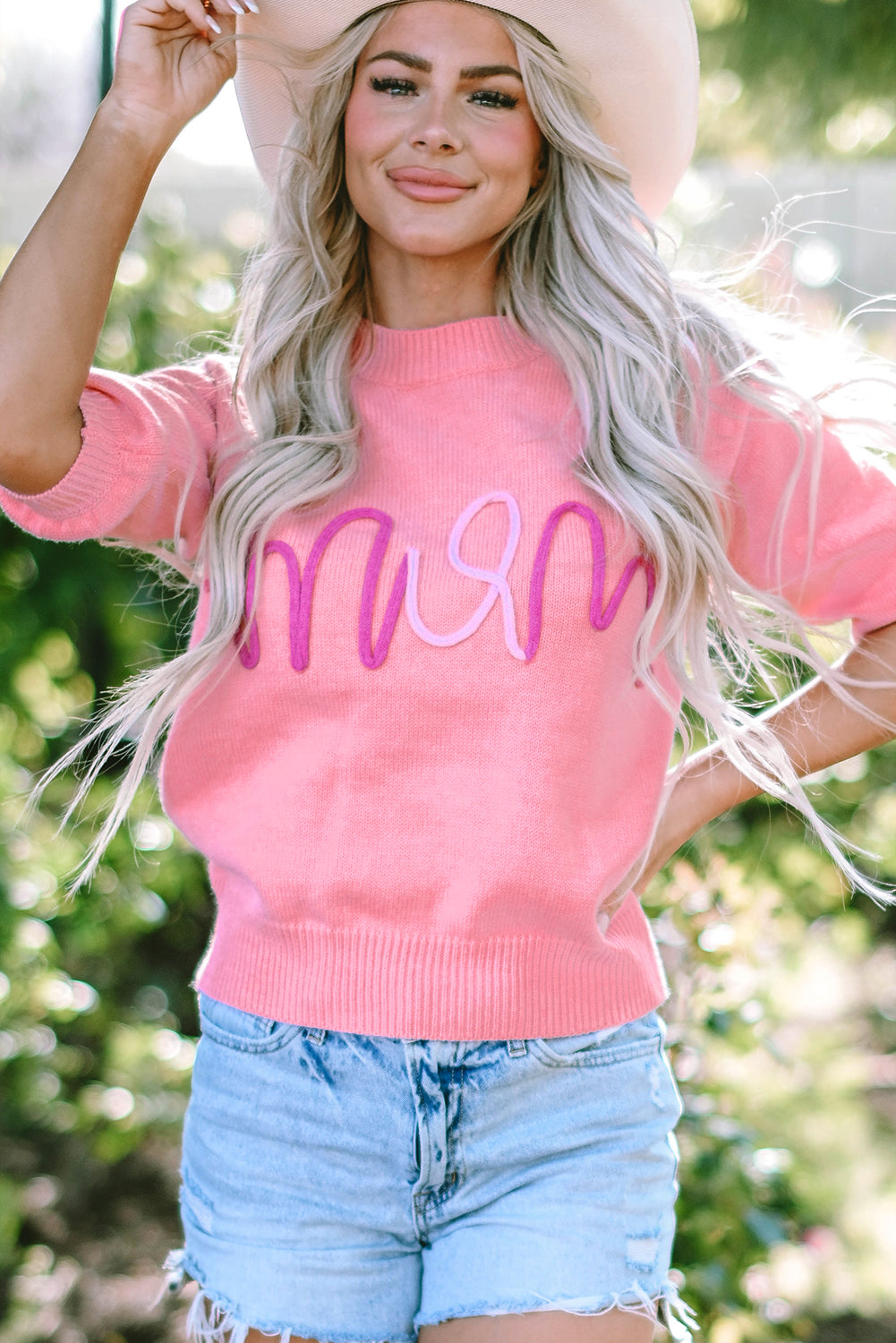 Mom Tinsel Front Short Sleeve Sweater | Bonbon