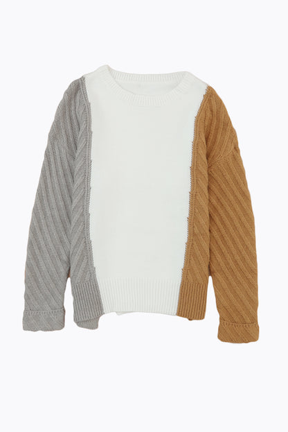 Colourblock Textured Drop Shoulder Sweater | Multicolour