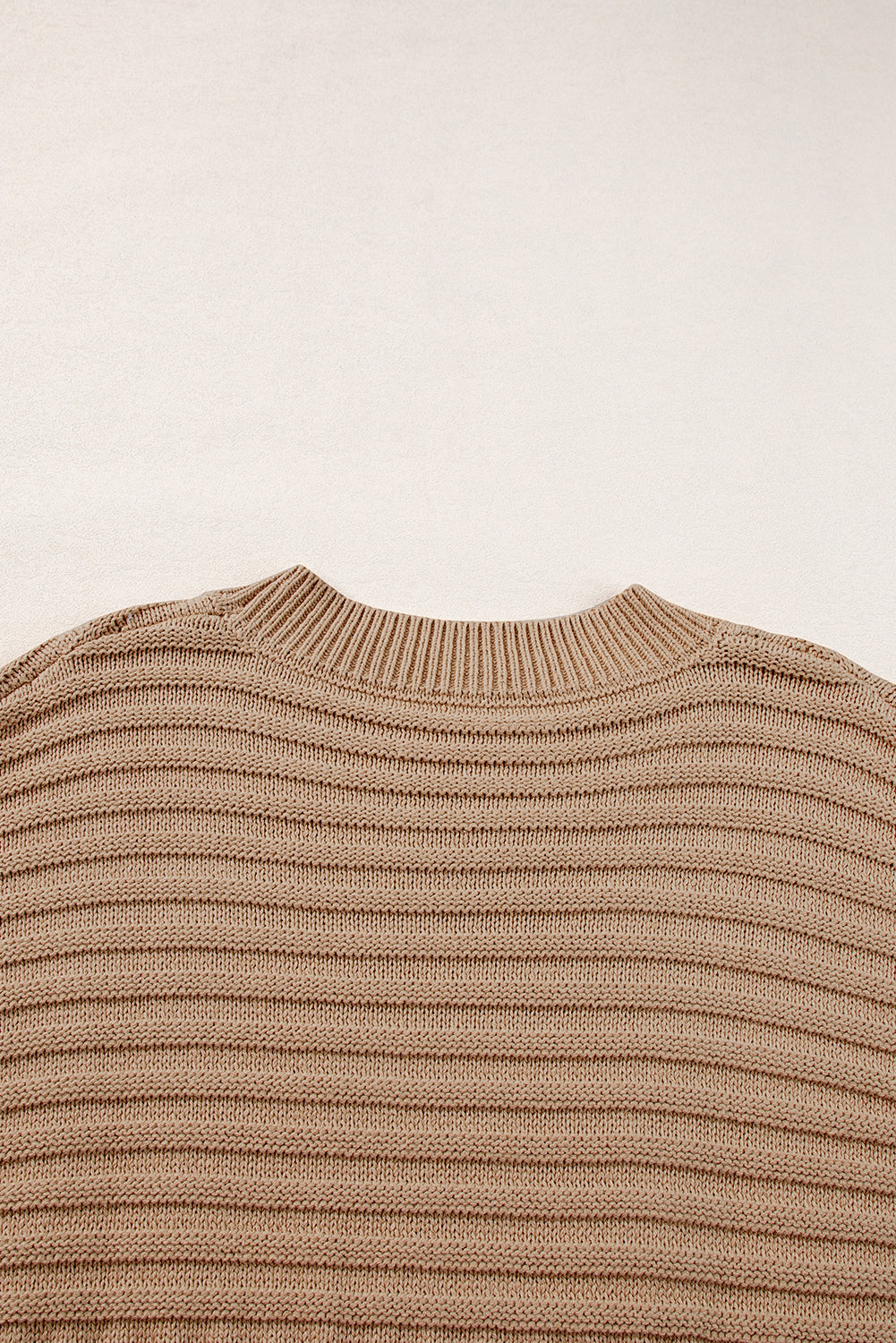 Rib Knitted Wide Sleeve Sweater T Shirt | Light French Beige