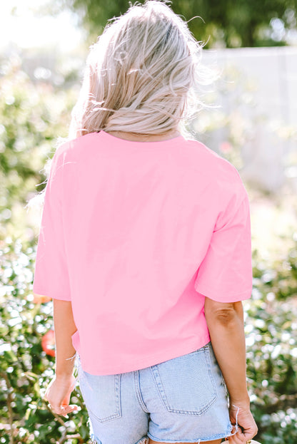 Fringed Sequin Crop T-Shirt | Pink