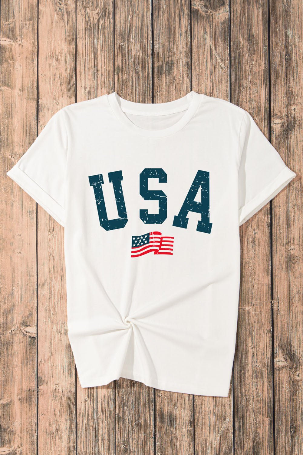 Usa Flag Graphic Oversized Tee | White