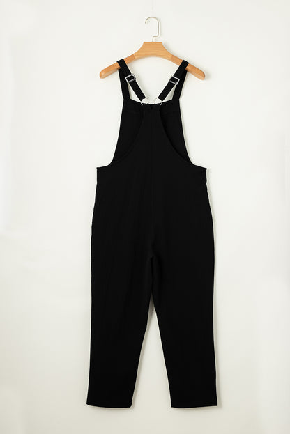 Adjustable Buckle Straps Cropped Jumpsuit | Black