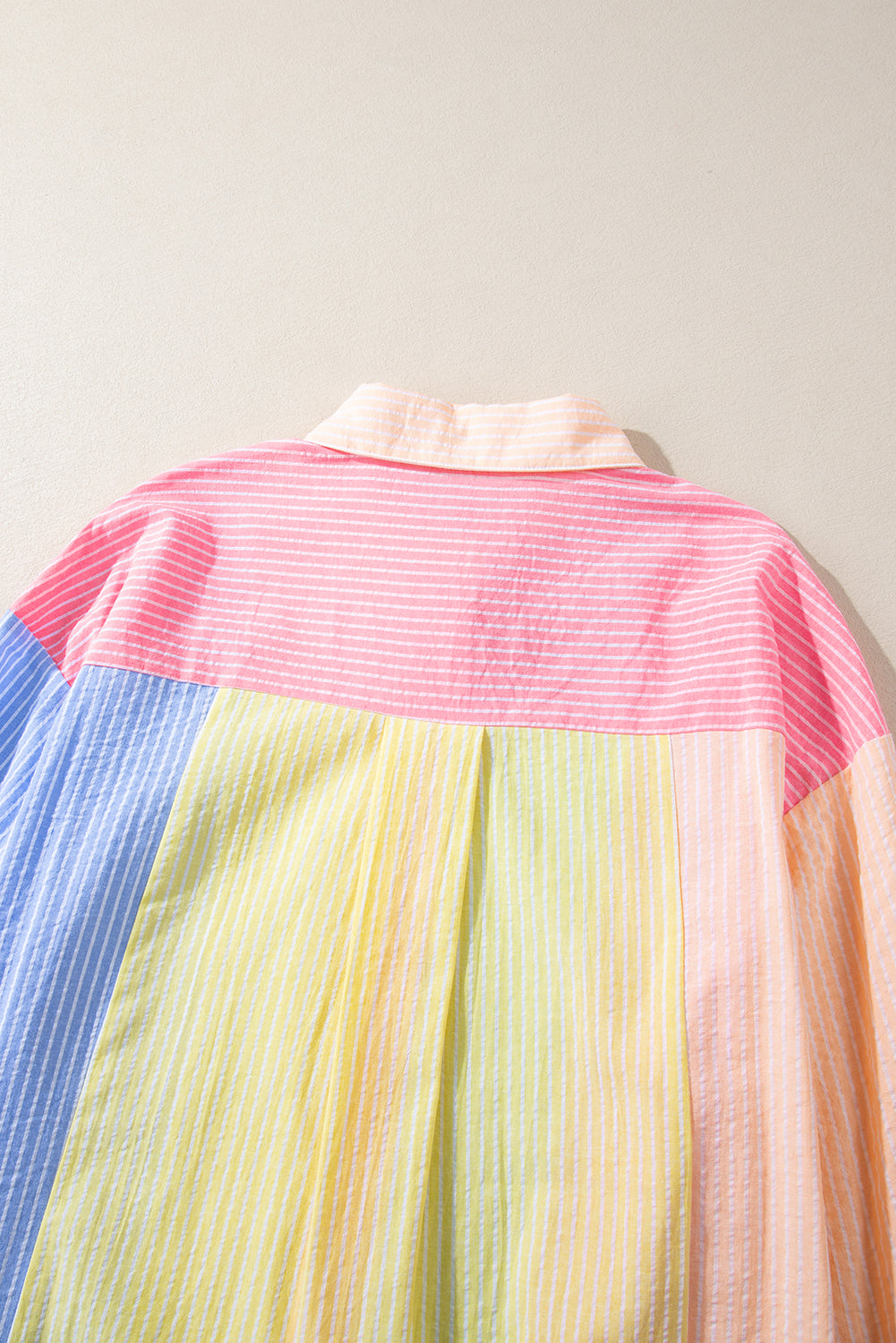 Colour Block Chest Pocket Oversized Shirt | Pink Stripe