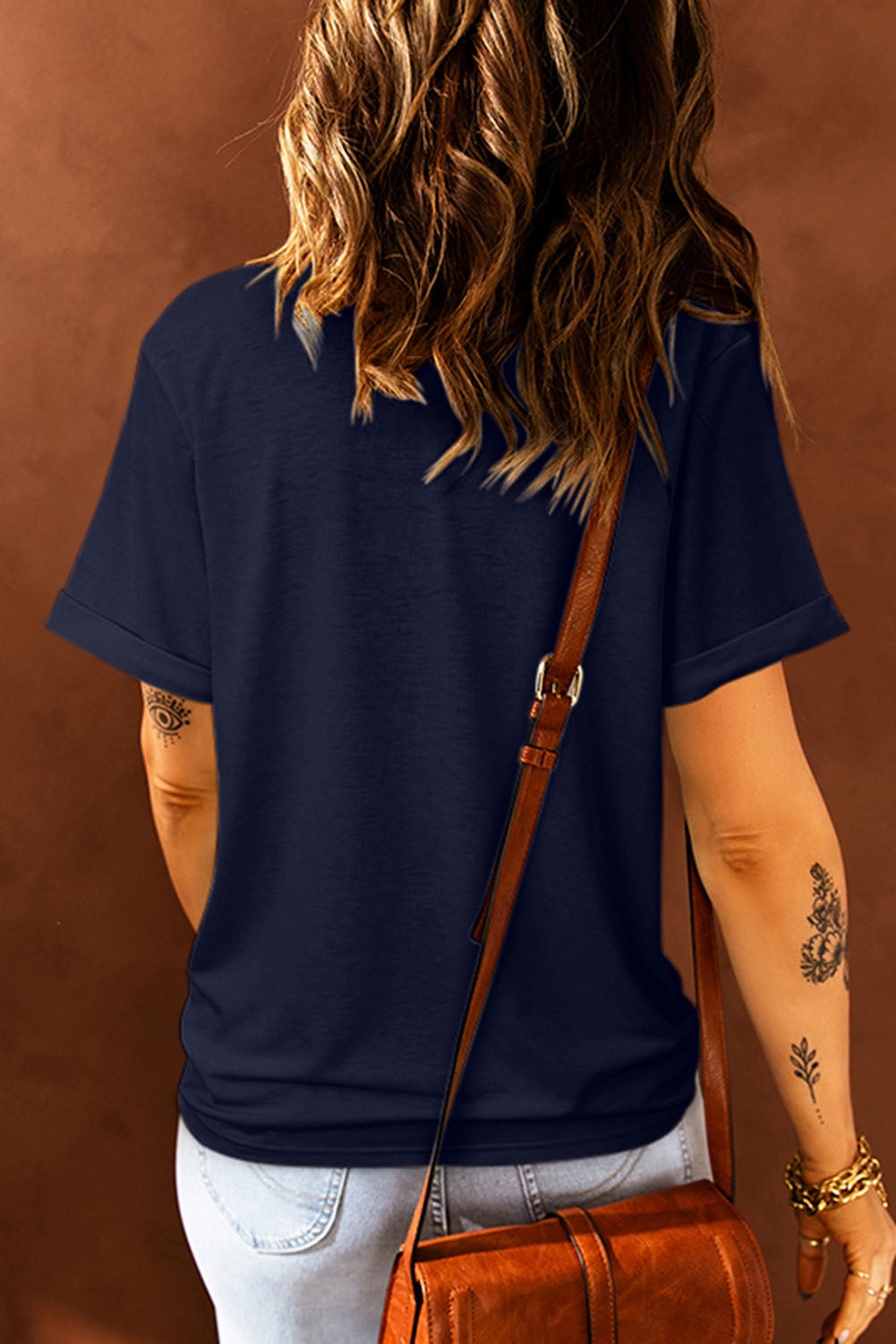 American Woman Flag Eagle Wing Graphic Tee | Blue