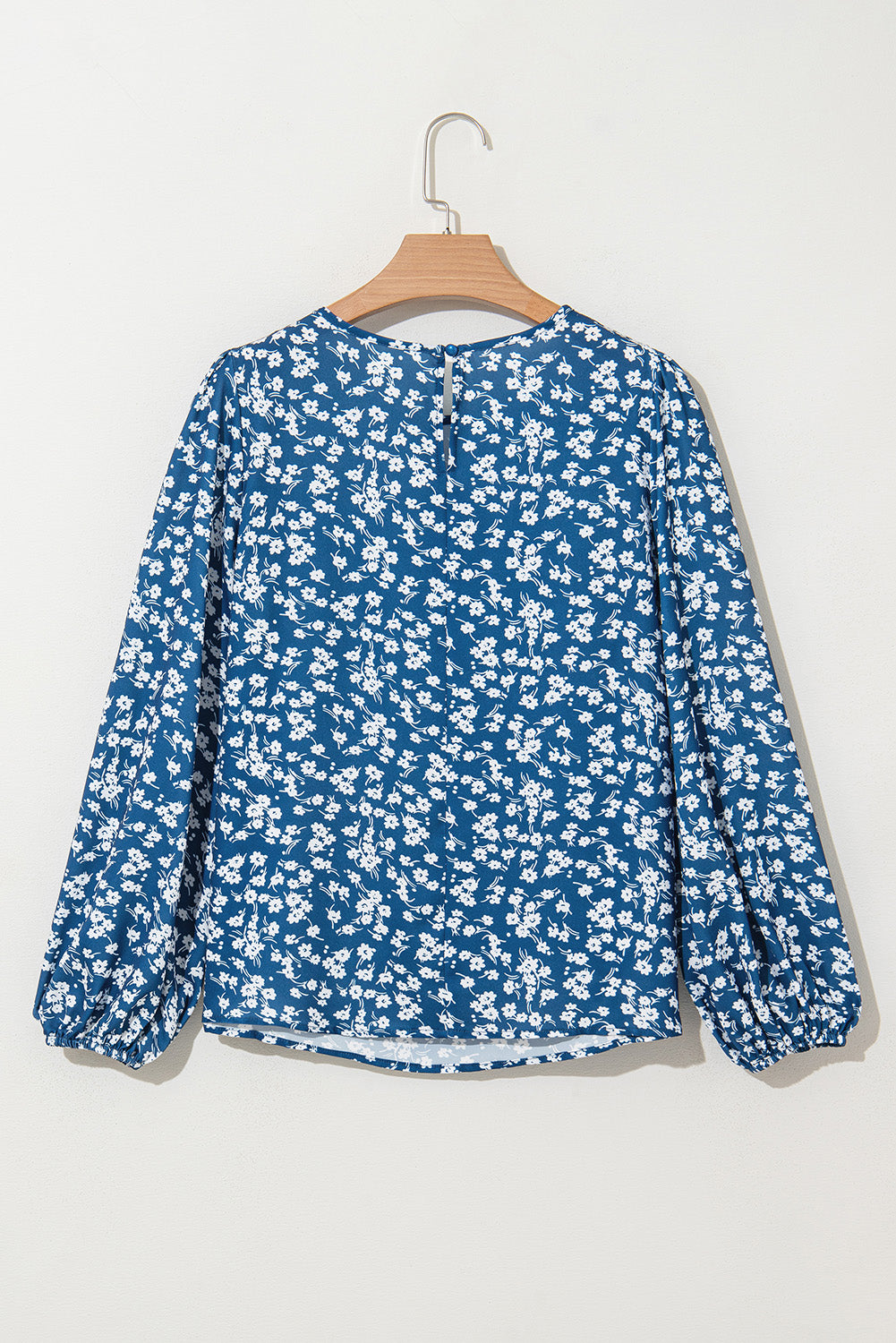 Ditsy Floral Print Lantern Sleeve Blouse | Blue