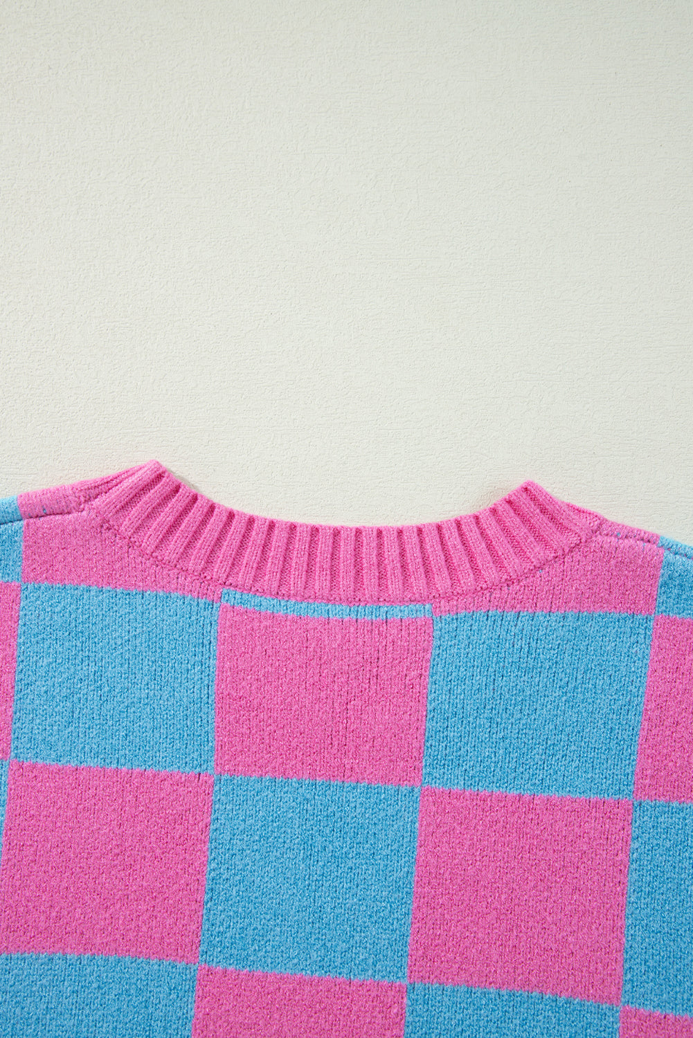 Colourblock Plaid Pattern Ribbed Trim Sweater Tank Top | Sachet Pink