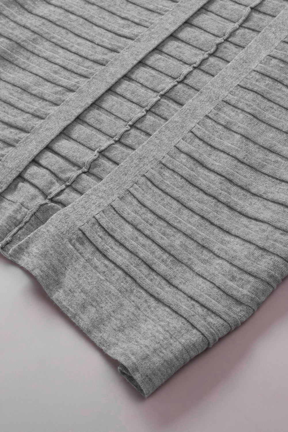 Ribbed Open Front Knit Cardigan | Gray