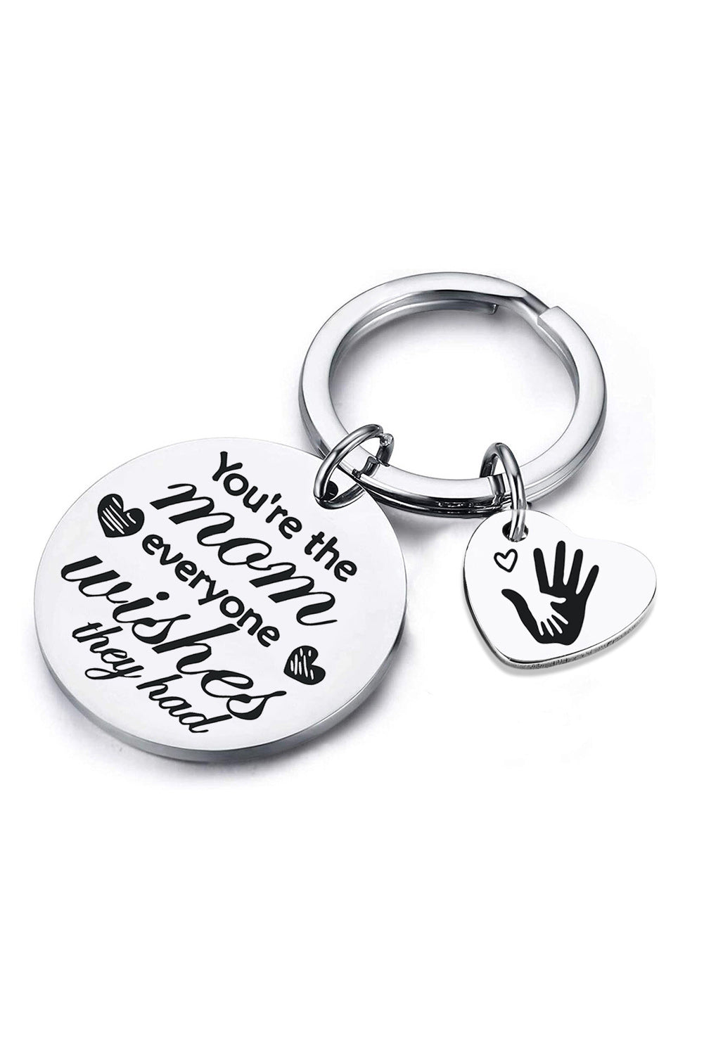 Mothers Day Lettered Heart Shape Alloy Keychain | White