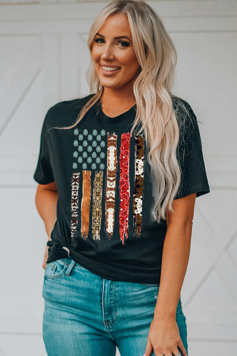 Western American Flag Graphic Tee | Black