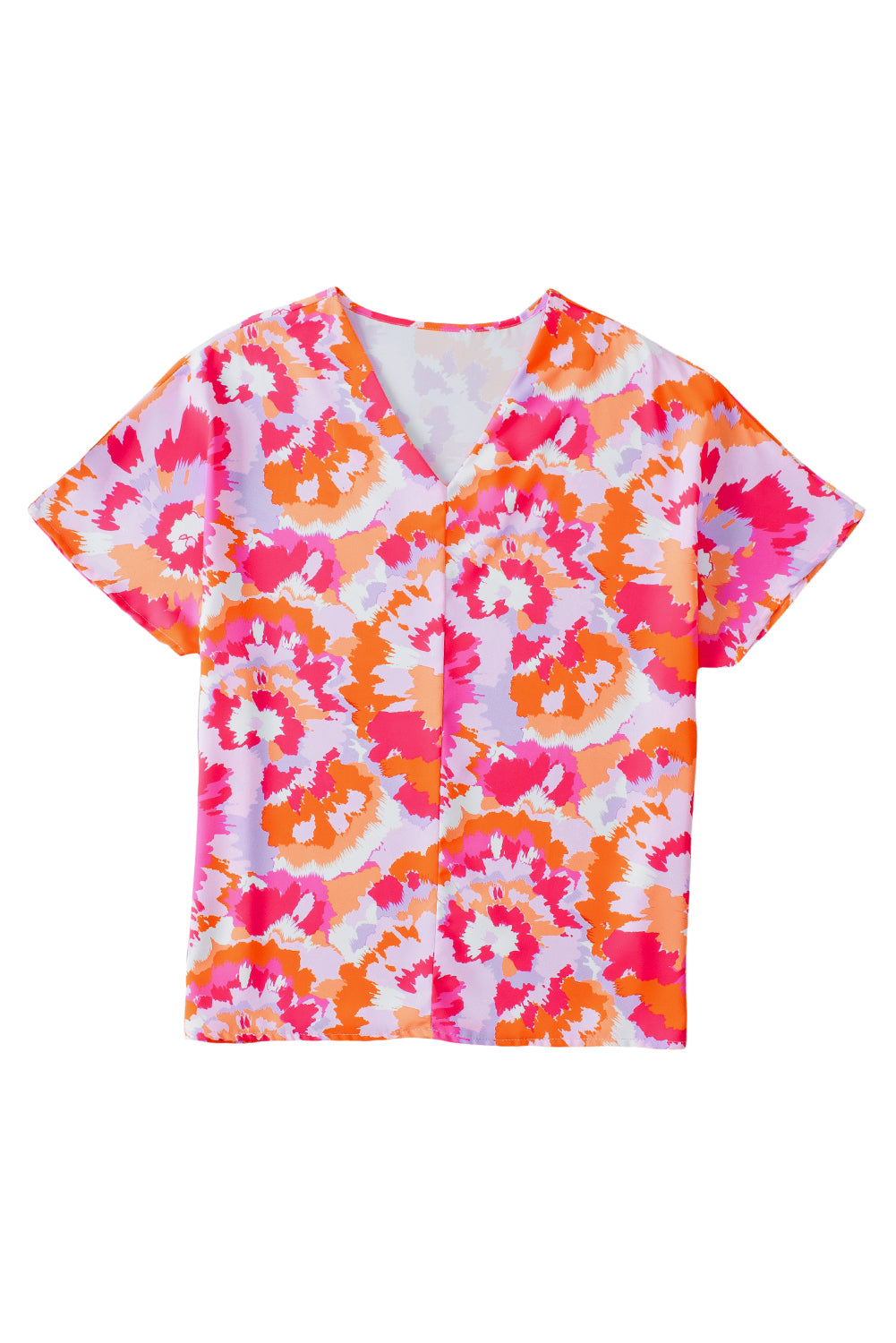 Abstract Print V Neck Summer Blouse | Rose Red