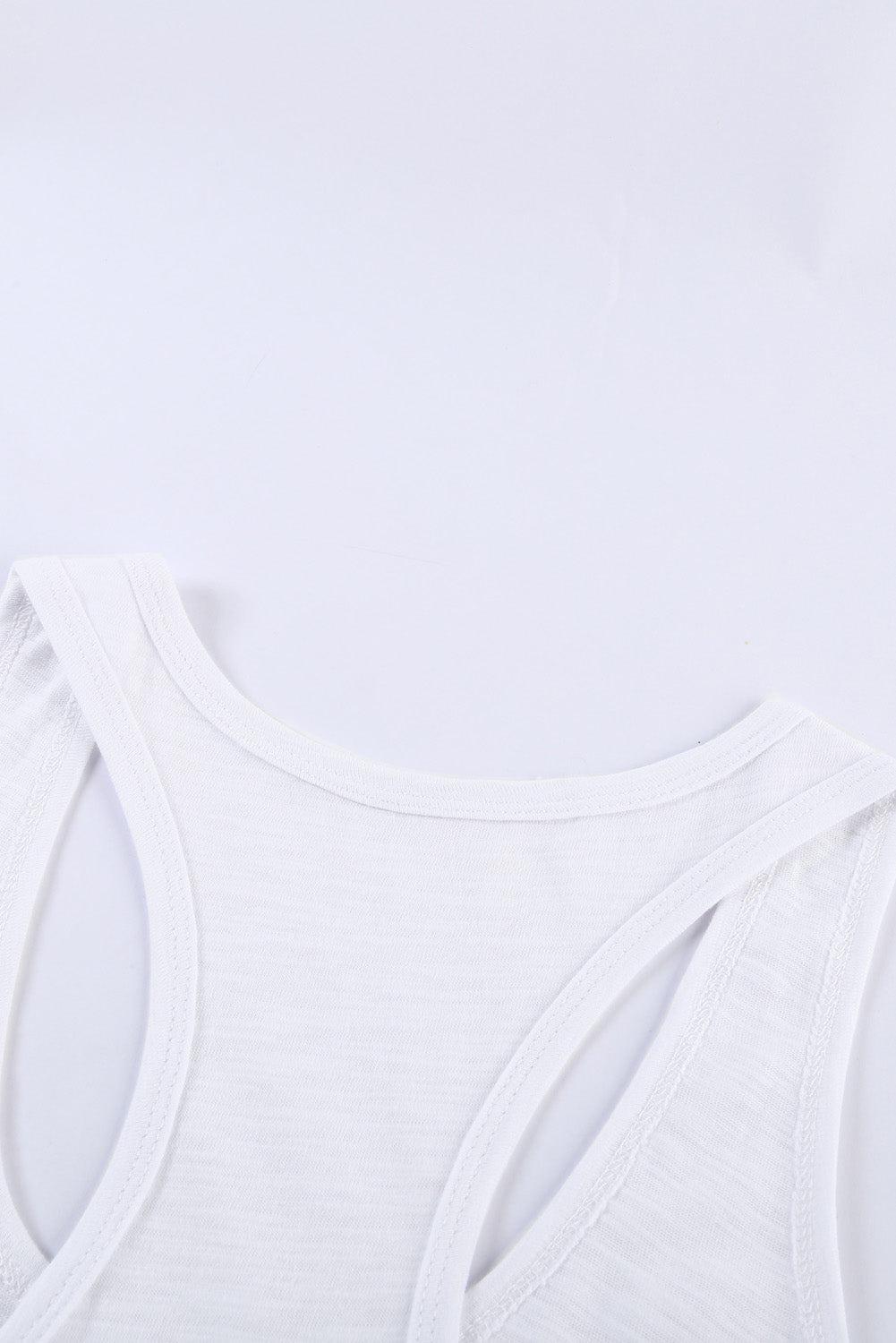 Scoop Neck Basic Solid Tank Top | White