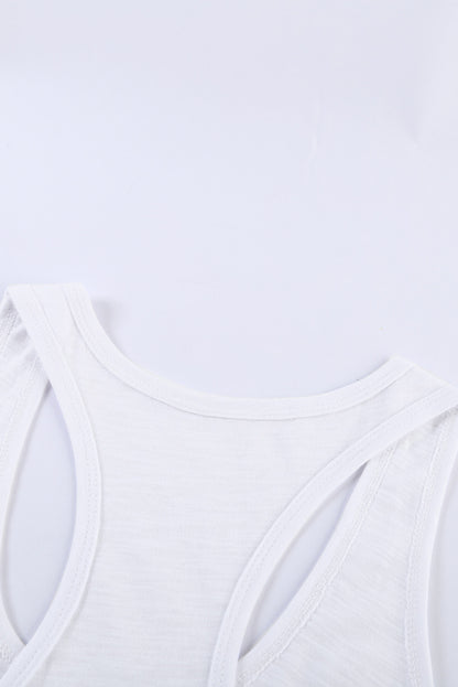 Scoop Neck Basic Solid Tank Top | White