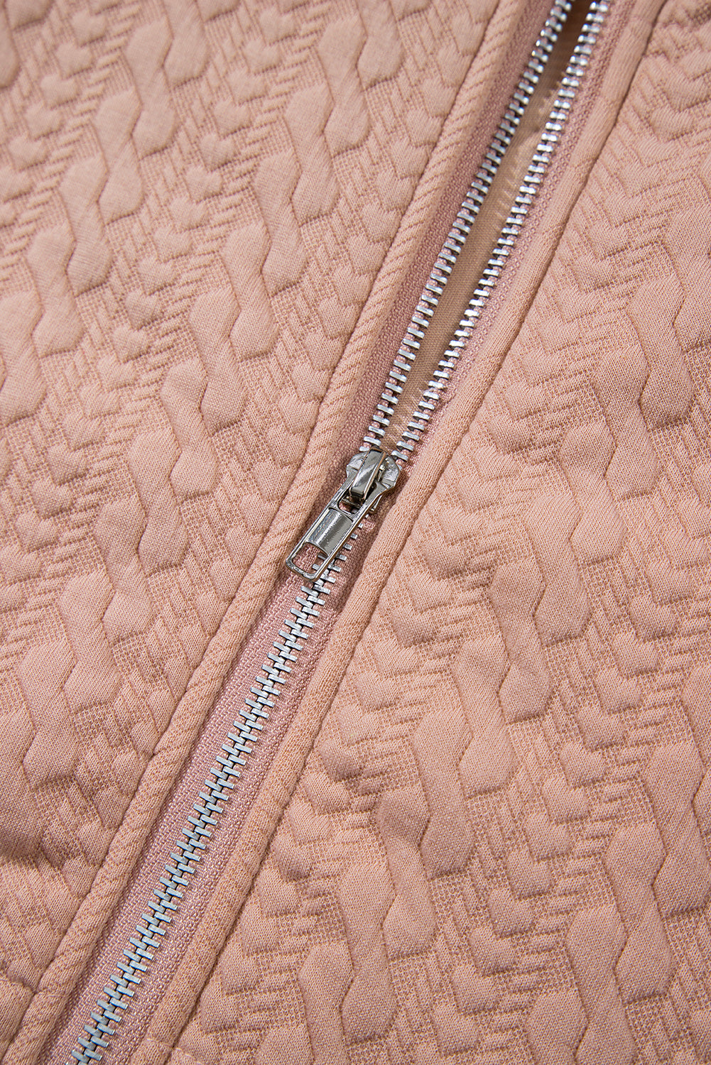 Cable Textured Zip Up Vest Jacket | Pale Chestnut