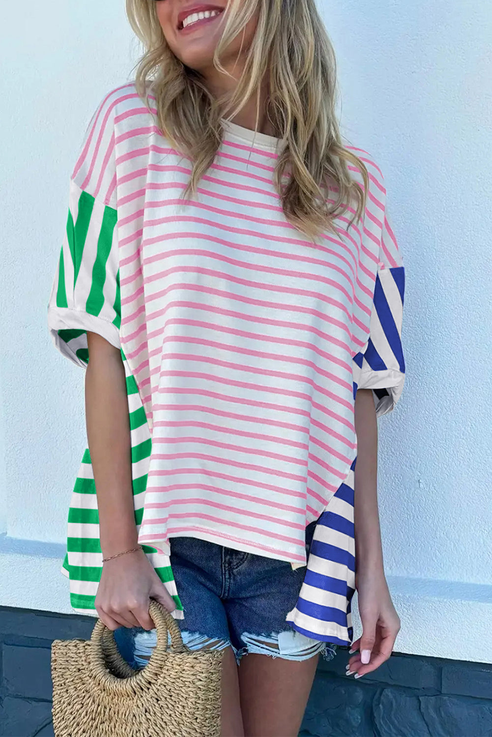 Colourblock Patchwork Baggy T Shirt | Multicolour