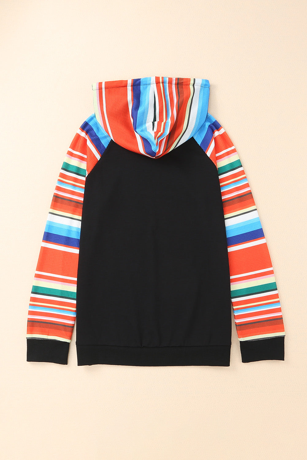 Colourful Striped Patchwork Kangaroo Pocket Hoodie | Multicolour