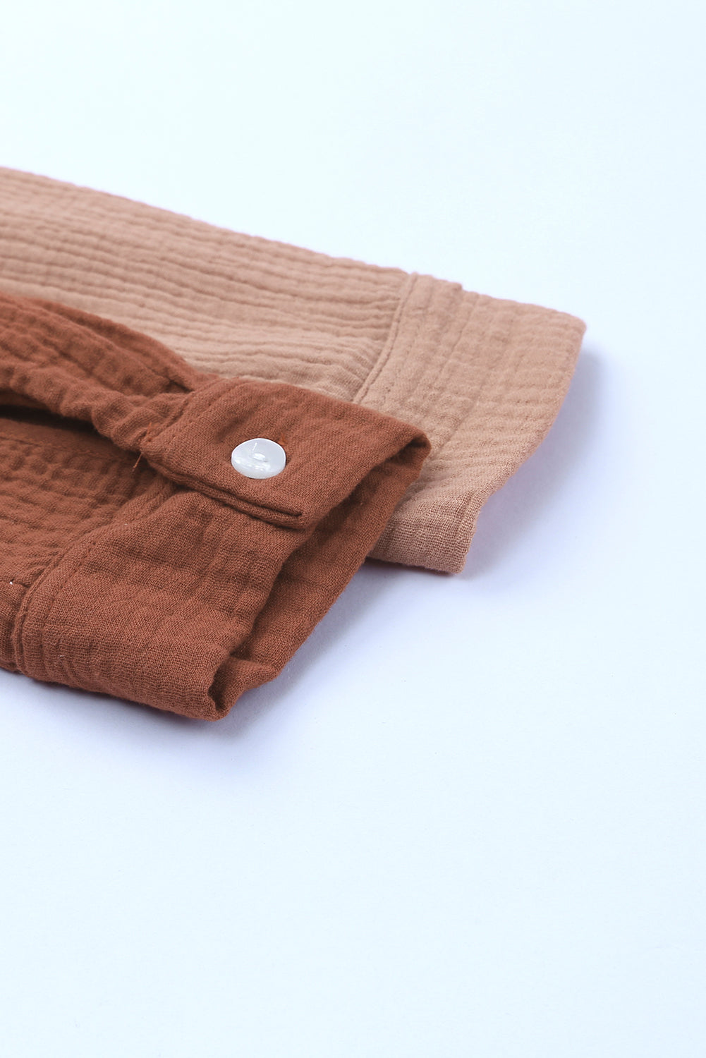 Colour Block Textured Long Sleeve Shirt With Pocket | Brown