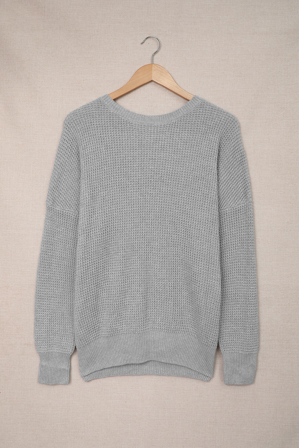 Cross Back Hollow-Out Sweater | Gray