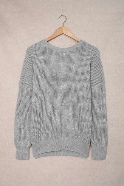 Cross Back Hollow-Out Sweater | Gray