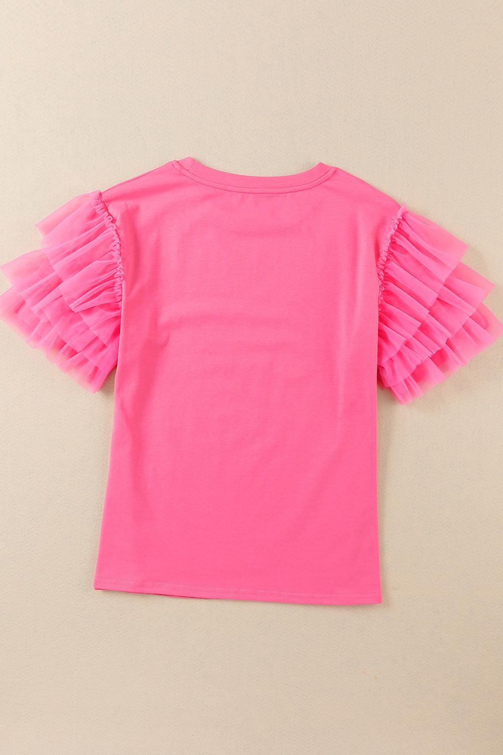 Tulle Ruffle Sleeve Blouse | Pink