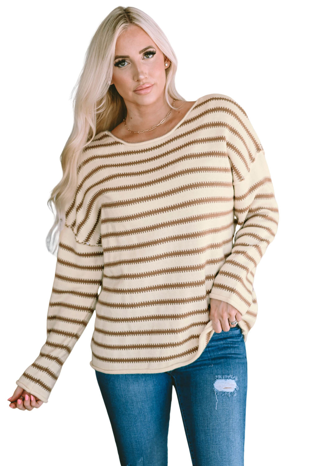 Striped Drop Shoulder Oversized Sweater | Yellow